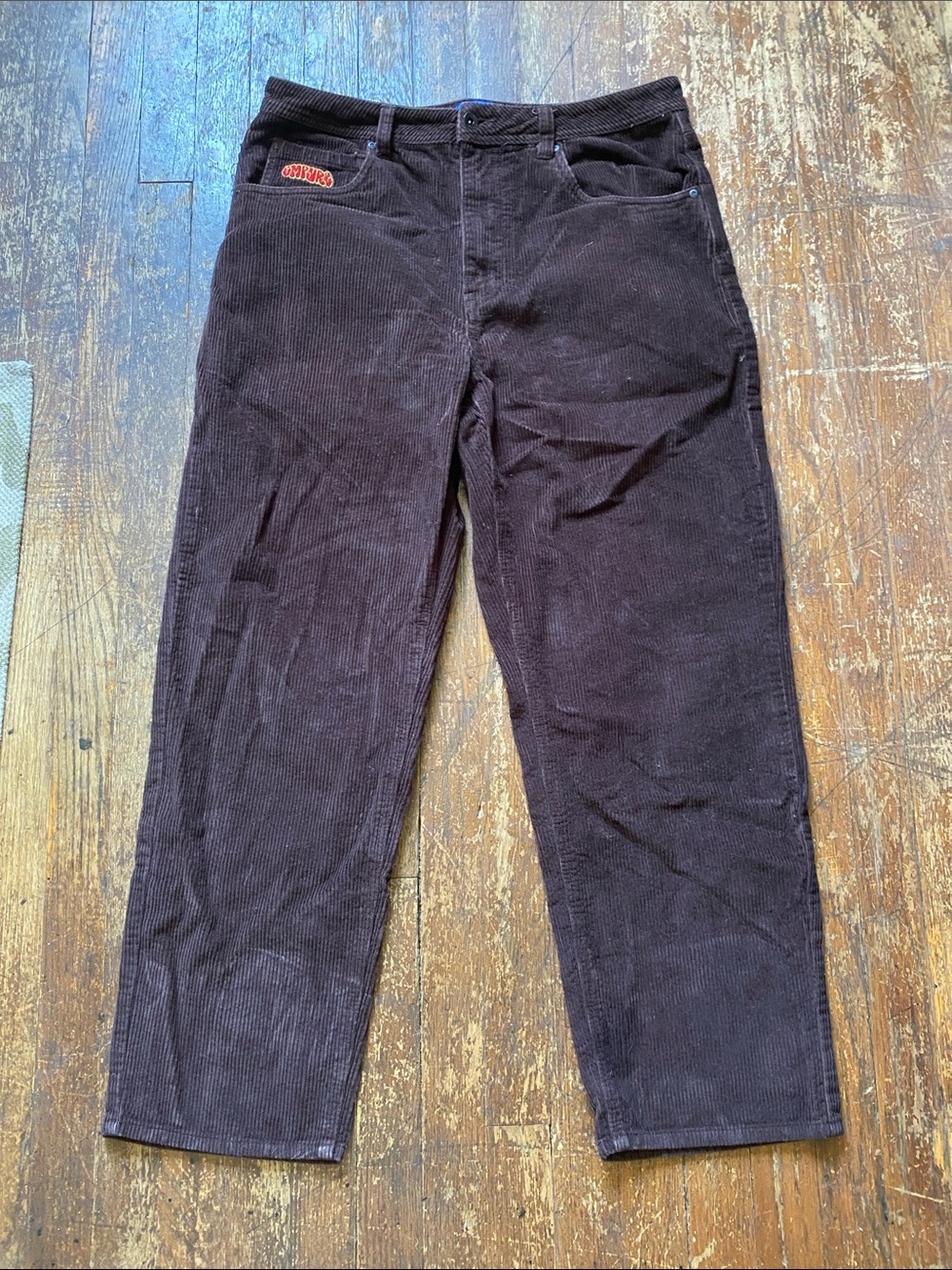 Empyre Dark Brown Corduroy Pants with Red Logo Patch Size 33